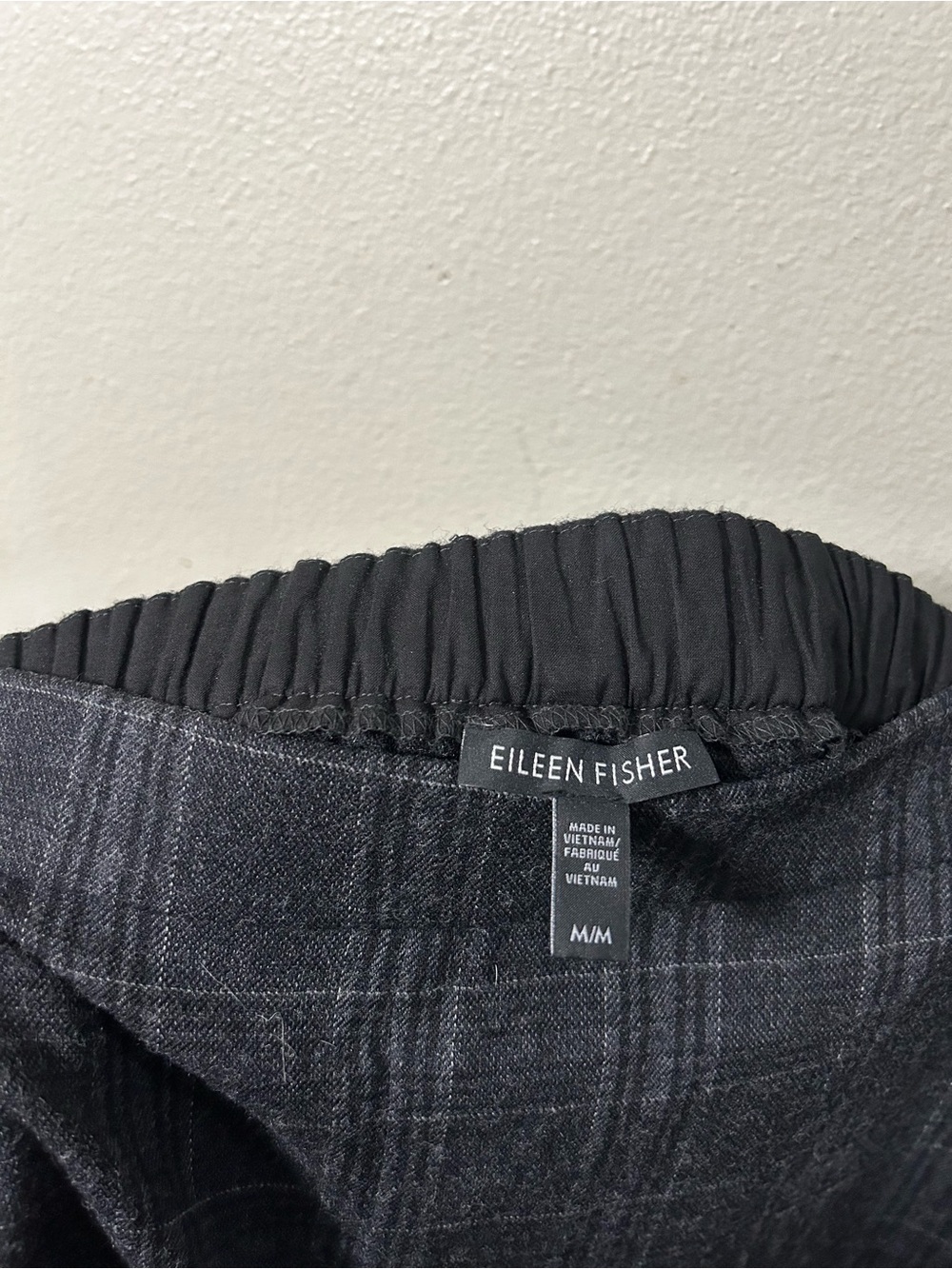 Eileen Fisher Womens Charcoal Grey Windowpane Plaid Ankle Pants Tapered Size M - Picture 7 of 11